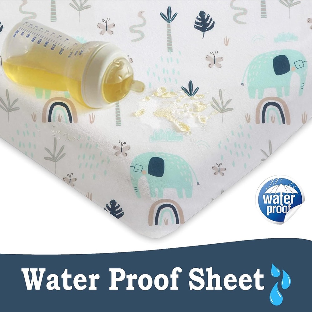 ✨BNWT - Lilly B. Organic Cotton 2in1 Pack of 2 Waterproof Sheets - Jungle✨ - Picture 2 of 9
